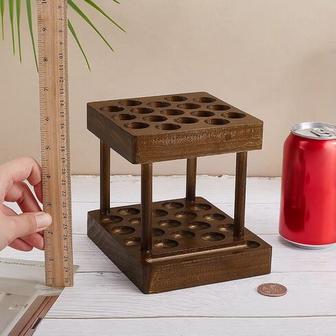 FINGERINSPIRE Wooden Crochet Hooks Holder Square Crochet Hook Crafts Organizer With 17 Holes Coconut Brown Pine Wood Knitting Tool Holder Sewing Supplies Storage for Knitting Needles in Kuwait