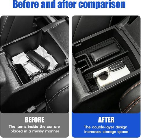 Double Layer Center Console Organizer for 2025 2026 Ford Bronco 4 Door,Armrest Storage Box with Non-Slip Mat for Bronco Interior Insert Tray Accessories(Not Fit Bronco Sport) in Saudi Arabia