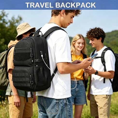 Laptop Lunch Backpack for Men - Large Capacity Tactical Insulated Backpack Cooler with USB Post and Lunch Box Compartment RFID Lunch Box Backpack for Work, Travel, Picnic, Black in Saudi Arabia
