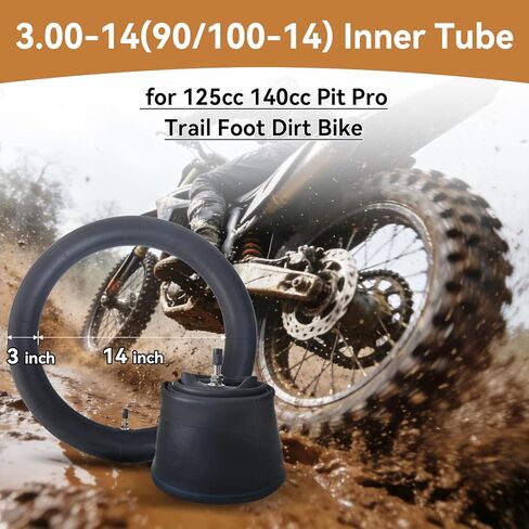2-Pack Heavy Duty 90/100-14 Dirt Bike Tube 3.00-14'' Replacement Inner Tube with TR4 Staight Valve Stem for 110cc 125cc 140cc 150cc 160cc Dirt Pit Bike in Saudi Arabia