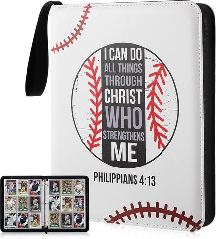 Mifoci Baseball Card Binder 9-pocket, 1080 Pockets with Christian Bible Verses Baseball Trading Cards Album Organizer Waterproof Collectible Sports Cards Storage Holder Gifts for Baseball-loving Fans in Saudi Arabia