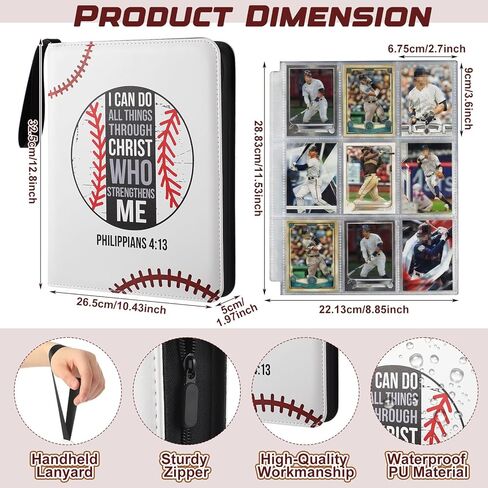 Mifoci Baseball Card Binder 9-pocket, 1080 Pockets with Christian Bible Verses Baseball Trading Cards Album Organizer Waterproof Collectible Sports Cards Storage Holder Gifts for Baseball-loving Fans in Saudi Arabia