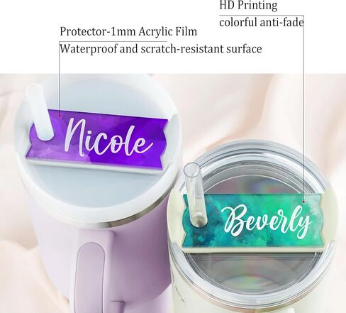 Personalized Stanley Tumbler Name Plates, Custom Name Tag for 20, 30, 40 Oz Tumblers Lid, Tumbler Topper - Ideal Stanley Cup ID Gifts (Color*1) in Saudi Arabia