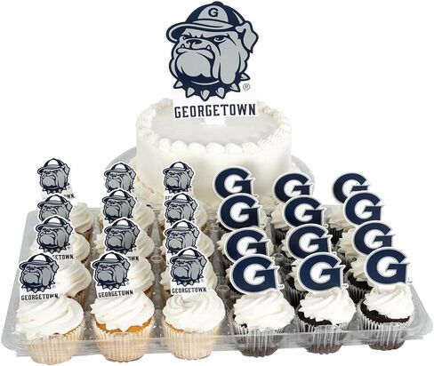 Desert Cactus Georgetown University Cupcake Topper and Cake Toppers Set - GU Hoyas 25 Pcs Food Party Supplies, Decorations, Graduation and Game Day in Kuwait