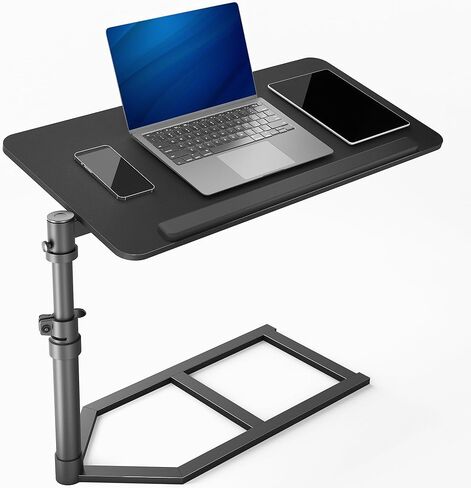 Height Adjustable Under Mattress 30 inch Bedside Desk, Works with Lofts and Beds Without Frames, Tilting Desktop, Fits Laptops, Books, and More, Black in Saudi Arabia