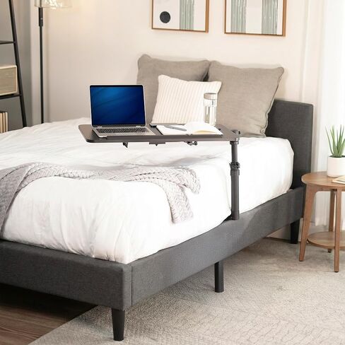 Height Adjustable Under Mattress 30 inch Bedside Desk, Works with Lofts and Beds Without Frames, Tilting Desktop, Fits Laptops, Books, and More, Black in Saudi Arabia