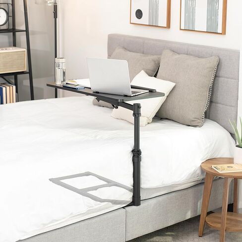 Height Adjustable Under Mattress 30 inch Bedside Desk, Works with Lofts and Beds Without Frames, Tilting Desktop, Fits Laptops, Books, and More, Black in Saudi Arabia