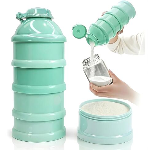 Mommy's Helper Baby Formula Dispenser On The Go, Stackable Travel Formula Container To Go, Non-Spill Pour Spout, 4-Compartment Powder Storage (Tidal Teal) in Saudi Arabia