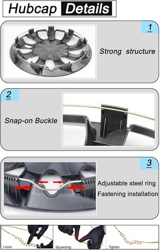 Hubcaps, 16 inch of hubcaps, Wheel Cover Replacement, Universal-Fit Steel Wheel Rim Caps ABS Tire Covers for Most Cars Trucks Sedans SUV -Set of 4（16-inch，Black） in Saudi Arabia