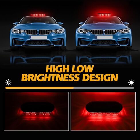 OPP ULITE Red Led Strobe Lights Rmote Control بطارية لاسلكية قابلة لإعادة الشحن، 17 وضع وامض، سطوع عالي منخفض، 72-Led، 12 بوصة منارة سقف علوي أضواء تحذير فلاش للمركبات والشاحنات، حزمة 1PC in Kuwait