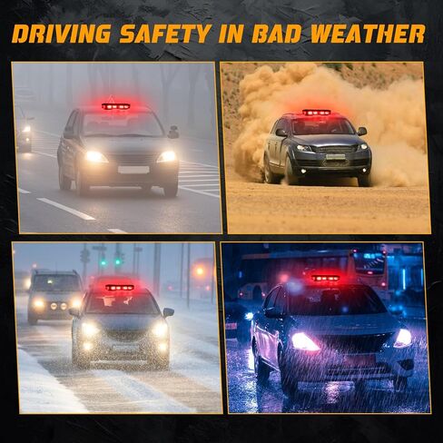 OPP ULITE Red Led Strobe Lights Rmote Control بطارية لاسلكية قابلة لإعادة الشحن، 17 وضع وامض، سطوع عالي منخفض، 72-Led، 12 بوصة منارة سقف علوي أضواء تحذير فلاش للمركبات والشاحنات، حزمة 1PC in Kuwait