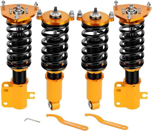 maxpeedingrods Coilovers for Subaru Legacy 2000-2004 BE سيدان، مجموعة تعليق ملفوفة قابلة للتعديل للارتفاع، مجموعة خفض دعامات امتصاص الصدمات المسبقة باللون الذهبي in Kuwait