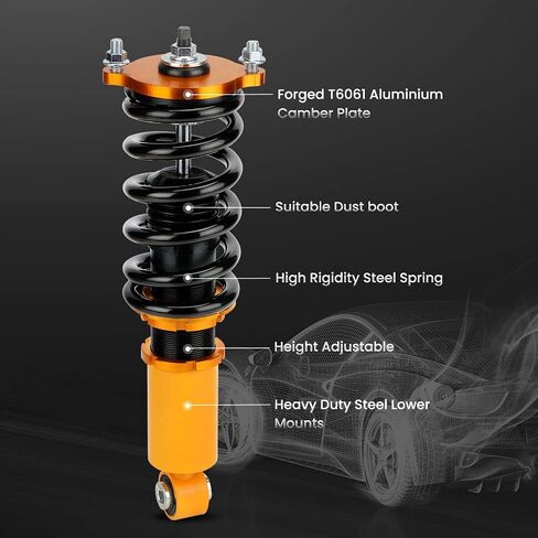 maxpeedingrods Coilovers for Subaru Legacy 2000-2004 BE سيدان، مجموعة تعليق ملفوفة قابلة للتعديل للارتفاع، مجموعة خفض دعامات امتصاص الصدمات المسبقة باللون الذهبي in Kuwait