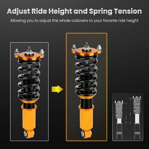 maxpeedingrods Coilovers for Subaru Legacy 2000-2004 BE سيدان، مجموعة تعليق ملفوفة قابلة للتعديل للارتفاع، مجموعة خفض دعامات امتصاص الصدمات المسبقة باللون الذهبي in Kuwait