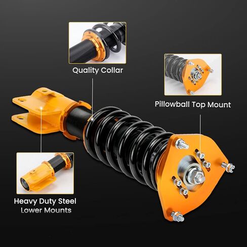 maxpeedingrods Coilovers for Subaru Legacy 2000-2004 BE سيدان، مجموعة تعليق ملفوفة قابلة للتعديل للارتفاع، مجموعة خفض دعامات امتصاص الصدمات المسبقة باللون الذهبي in Kuwait