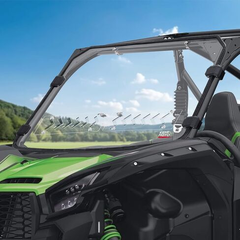 زجاج أمامي بفتحات تهوية من KEMIMOTO متوافق مع Kawasaki Teryx KRX 1000 2020-2026، نافذة UTV مقاومة للخدش مع شرائط مطاطية مثبتة مسبقًا وزجاج أمامي كامل مطلي بالصلب in Kuwait