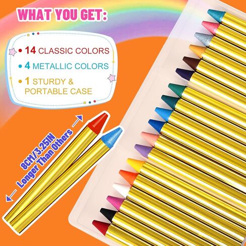 Face Paint Crayons for Kids - 18pcs Non-Toxic, Washable Face Paint Sticks| Easy to Use, Safe for Sensitive Skin and Perfect for Kids Party, Easter Makeup, School Event, Cosplay in Saudi Arabia