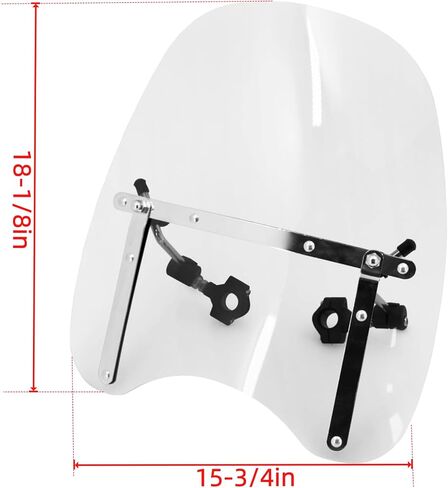 Motorcycle Windshield 18"x16" Wind Deflector Windscreen Replacement for Yamaha V Star 650 950 1100 1300 Harley Davidson Honda Kawasaki Suzuki Clear in Saudi Arabia
