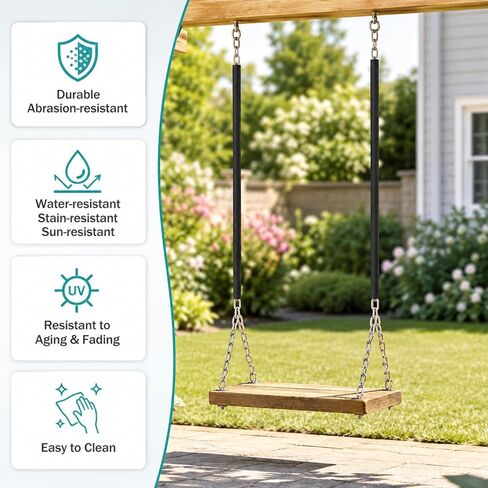 4 Pcs Swing Chain Covers Outdoor: Waterproof High Duty Fabric Cord Covers, Hanging Protector Acccessories for Patio or Hammock (Black) in Saudi Arabia