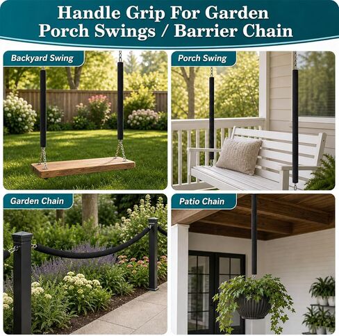 4 Pcs Swing Chain Covers Outdoor: Waterproof High Duty Fabric Cord Covers, Hanging Protector Acccessories for Patio or Hammock (Black) in Saudi Arabia