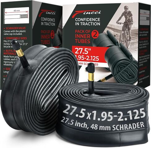 Fincci Pair 27.5 x 1.95-2.125 Inch Bike Inner Tubes 48mm Schrader Valve Inner Tube for Mountain MTB Road Hybrid Bicycle - Pack of 2 in Saudi Arabia
