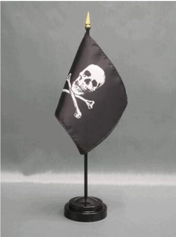 Made in the USA – Pack of 2 Jolly Roger Pirate 4x6 Mini Desk Flags with Stands – Black Skull & Crossbones Table Flags, Small Handheld Stick Flags for Office, Parties, Events & Decorations in Saudi Arabia