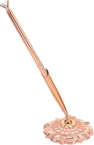 ULTECHNOVO Bling Desk Pen with Rose Gold Crystal Ballpoint Multi-function Standing Counter Pen for Bank and Hotel Use in Kuwait