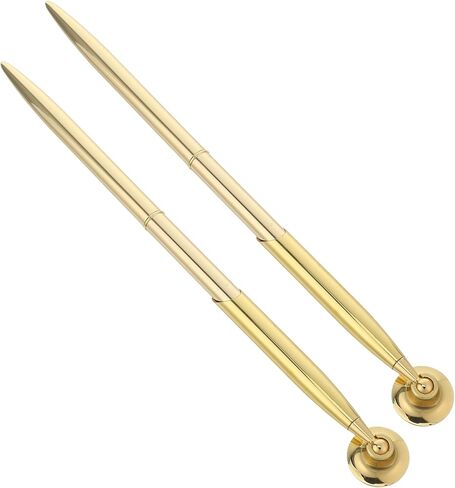 NUOBESTY Gold Metal Ballpoint Pen with Stand 0.5mm Nib for Guest Book Signing Desk Writing Supplies Wedding Reception Office Counter Pen in Kuwait