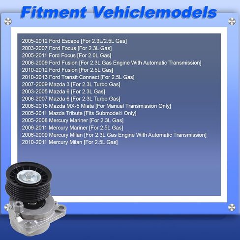 38452 Belt Tensioner for Ford Escape Focus Fusion, Replacement for Mazda, Mercury, Replaces# 89372 6E5Z6A228B in Kuwait