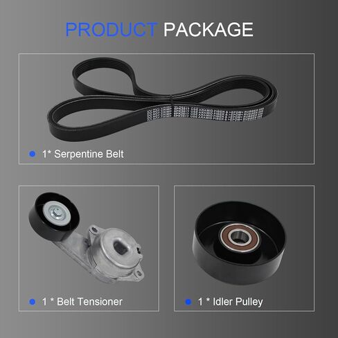 AUCERAMIC 90-K38274E Serpentine Belt Tensioner & Idler Pulley Kit Fit for Ford F-150, F-250/F-350/F-450/F-550 Super Duty, E-150 E-250 E-350 Excursion 4.6L 5.4L 6.8L 2002-2010 in Kuwait