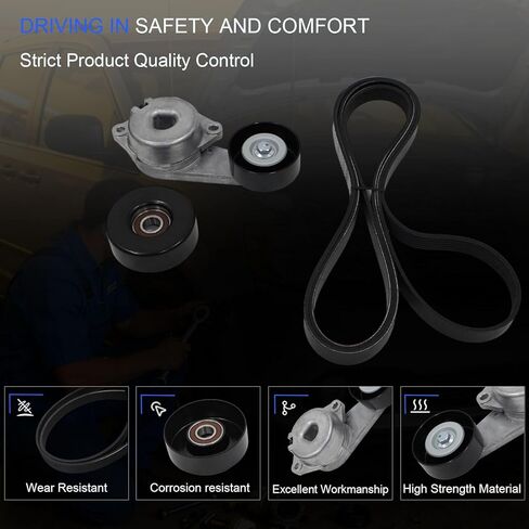 AUCERAMIC 90-K38274E Serpentine Belt Tensioner & Idler Pulley Kit Fit for Ford F-150, F-250/F-350/F-450/F-550 Super Duty, E-150 E-250 E-350 Excursion 4.6L 5.4L 6.8L 2002-2010 in Kuwait