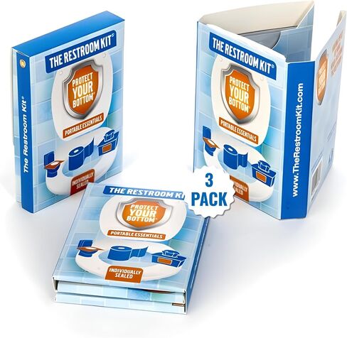 The Restroom Kit Plus: All-in-One Hygiene Travel Kit for Women, 12-Pack with Panty Liner, Patented Seat Cover, 3-Ply Toilet Paper, and Wipes in Saudi Arabia