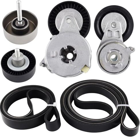 Belt Tensioner And Idler Pulley Kit Compatible with Audi A6 A7 Q5 Q7 2011-2016, Compatible with VW Touareg 3.0L 2011-2014, 06E903137AE 06E903137AB 06E903133AG 06E903133AB in Kuwait