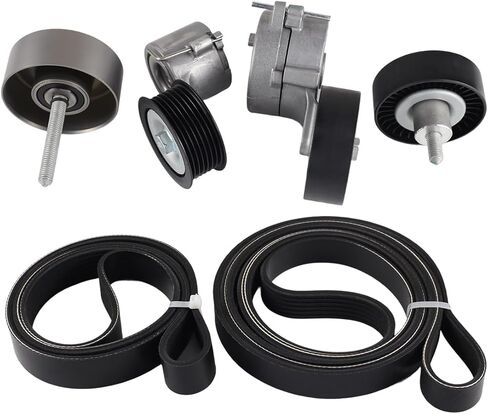 Belt Tensioner And Idler Pulley Kit Compatible with Audi A6 A7 Q5 Q7 2011-2016, Compatible with VW Touareg 3.0L 2011-2014, 06E903137AE 06E903137AB 06E903133AG 06E903133AB in Kuwait