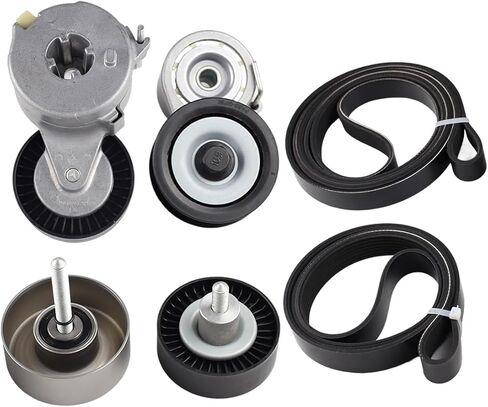 Belt Tensioner And Idler Pulley Kit Compatible with Audi A6 A7 Q5 Q7 2011-2016, Compatible with VW Touareg 3.0L 2011-2014, 06E903137AE 06E903137AB 06E903133AG 06E903133AB in Kuwait