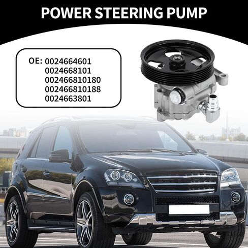 Power Steering Pump No.0024664601/0024668101 - Car Power Assist Pump - for Mercedes-Benz ML320 3.2L V6 1998-2003 for Mercedes-Benz ML350 2003-2005 Aluminum Alloy with Pulley - 1 Pc in Kuwait