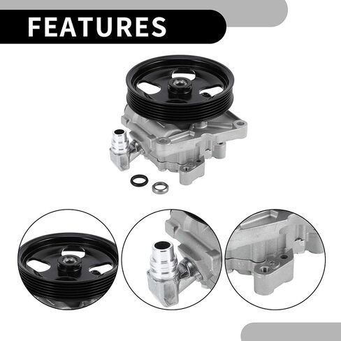 Power Steering Pump No.0024664601/0024668101 - Car Power Assist Pump - for Mercedes-Benz ML320 3.2L V6 1998-2003 for Mercedes-Benz ML350 2003-2005 Aluminum Alloy with Pulley - 1 Pc in Kuwait