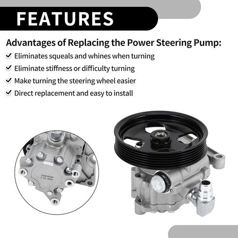 Power Steering Pump No.0024664601/0024668101 - Car Power Assist Pump - for Mercedes-Benz ML320 3.2L V6 1998-2003 for Mercedes-Benz ML350 2003-2005 Aluminum Alloy with Pulley - 1 Pc in Kuwait