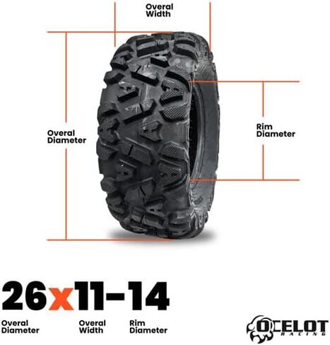Ocelot Knight 26 x 11-14 ATV/UTV All-Terrain Tire - Exceptional Traction and Control | Puncture & Abrasion Resistant | Optimal Grip for Enhanced Maneuverability Off-Roading in Kuwait