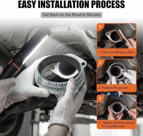 2 PCS Car Exhaust Gasket, ID 65mm(2.56 In) Graphite Exhaust Flange Gasket Seal Muffler Ring, Exhausts Pipe Manifold Gaskets Replacement, Fit for RV SUV Truck (Silver) in Saudi Arabia