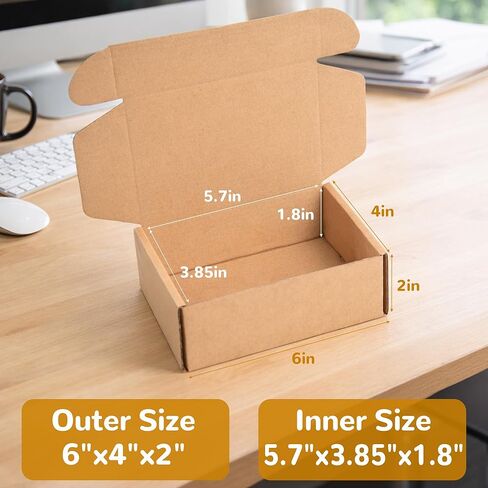 300 Pack 6x4x2 Inches Shipping Boxes, Corrugated Mailers Kraft Cardboard Packaging Boxes for Mailing, Crafting, and Small Business Supplies, Brown in Saudi Arabia