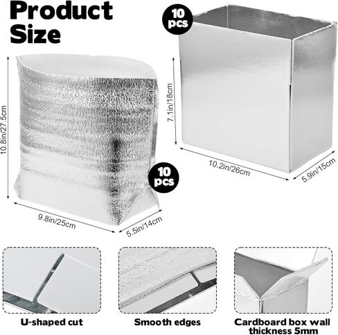 10 Pack Insulated Shipping Boxes - 10.2"x5.9"x7" Cold Shipping Boxes with Aluminium Foil Liner, Reusable Waterproof Cooler Kits, Foldable Leakproof Cooler Cartons for Frozen Food,Seafood & Desserts in Saudi Arabia