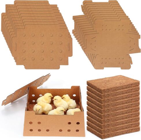 Gilprop 10 Sets Baby Chick Shipping Box Kit Including 10 Boxes and 10 Pads, 25 Chicks Per Box, 12 x 9 x 6 Inches Store Poultry Travel Boxes Pet Carrier for Duck, Bird, Small Animals in Kuwait