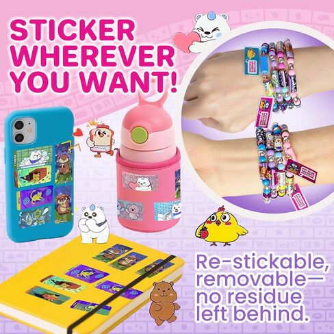 Sticky Rolls Bracelet Kit with Collection Book, 400 Mini Sticker Set, Wearable & Shareable Sticky Rolls, Kids Beading Set for Bracelet & Necklace Making, 1000+ Designs (4 x Pendant & 6X Drop) in Saudi Arabia
