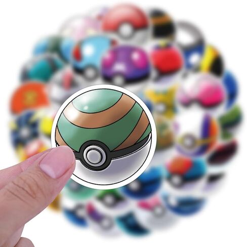 50 قطعة من ملصقات الرسوم المتحركة Monster Poke Ball Anime حزمة مختلطة، ملصق الرسوم المتحركة للمراهقين ملصقات مقاومة للماء لزجاجة المياه والكمبيوتر المحمول وخوذة لوح التزلج والجيتار (الكرة) in Kuwait