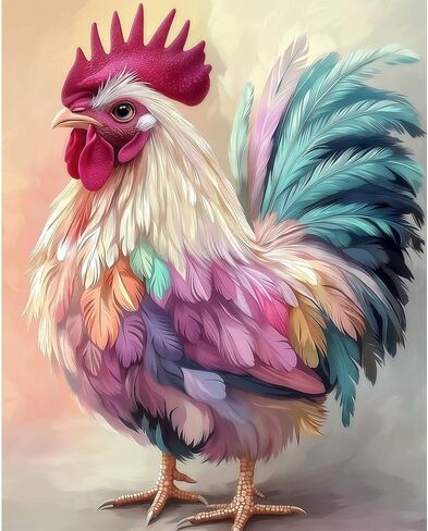 Natuyalo Paint by Numbers Kit for Adults - Colorful Rooster Adult Paint by Number Kits on Canvas Without Frame for Beginner, Animals Acrylic Painting by Numbers Kit for Gift Home Wall Decor 16x20 inch in Kuwait