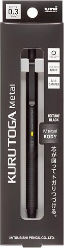 Uni Kuru Toga Metal Mechanical Pencil, 0.3mm Extra Fine, Auto-Advancing Lead Rotation, All-Metal Body, Nocturne Black (M3KH1P.24) in Kuwait