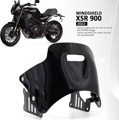 Motorcycle Windshield Acrylic Spoiler Deflector Front Windscreen for Yamaha XSR 900 XSR900 xsr900 2022 2023 2024 Accessories (Black) in Saudi Arabia