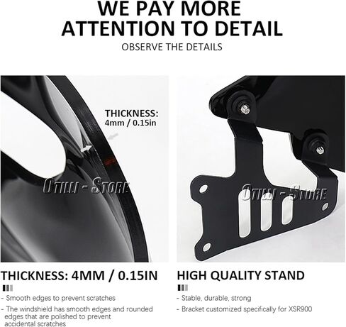 Motorcycle Windshield Acrylic Spoiler Deflector Front Windscreen for Yamaha XSR 900 XSR900 xsr900 2022 2023 2024 Accessories (Black) in Saudi Arabia