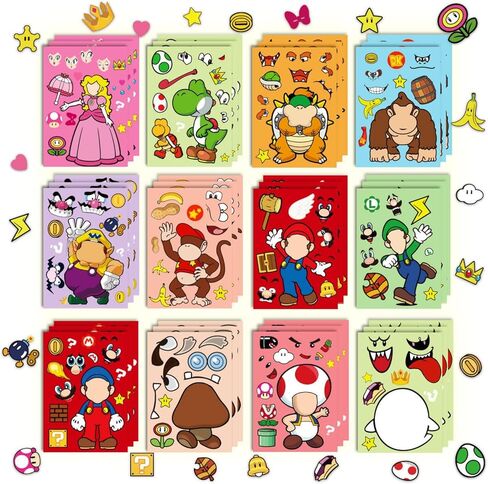 36 Pieces Make-a-Face Stickers Pack, Mixed & Matched with 12 Designed Characters (3 of Each) Stickers, Make Your Own Stickers for Kids Teens Party Decoration, Reward, Decor, Gift Idea 684 in Saudi Arabia